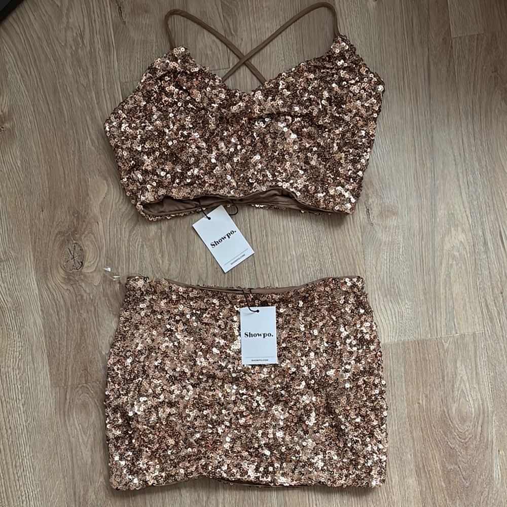 Showpo. Women's Sequin Skirt set - Bronze